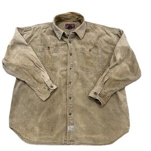 Vintage 90s Old College Inn OCI Tan Thick Corduroy Shirt Men sz XL